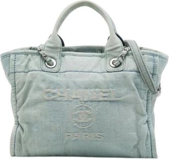 Chanel Pre-owned Deauville Tote Bag - Dames - Vintage Shopper - Blauw - ONE Size - Denim - Vintage