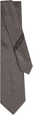 Ferragamo diagonal Gancini jacquard tie - men - Silk/Wool - One Size - Grey