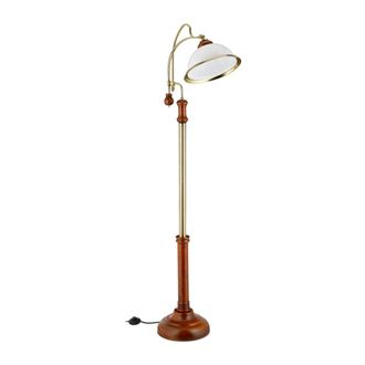 Relaxdays L&aacute;mpara De Pie Antigua, Estilo Modernista, Dise&ntilde;o Curvo, E27, 166 X 40 X 36cm, Tulipa Vidrio, Marr&oacute;n Y Dorado - Relaxdays