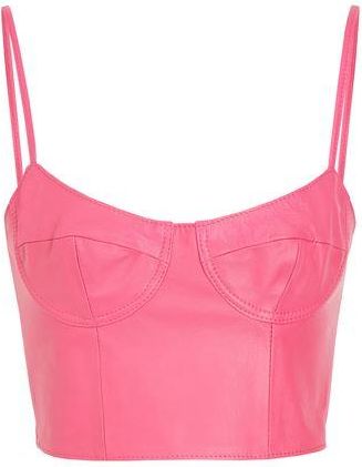 8 by YOOX LEATHER BODYCON CROP TOP