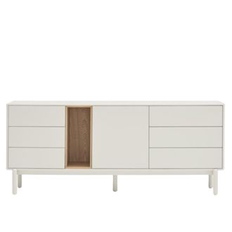 Teulat Aparador crema 6 cajones 1 puerta 180x40 cm
