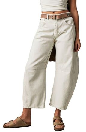 Free People Good Luck Mid Rise Barrel Leg Jeans in Milk at Nordstrom, Size 32