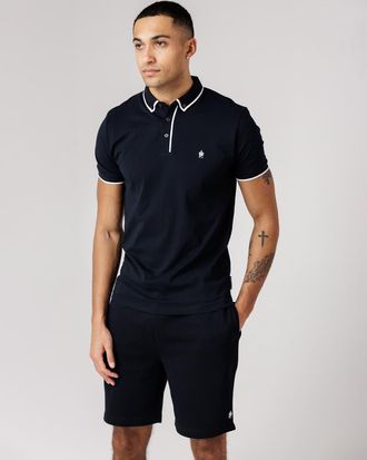 French Connection Coordinato con polo e pantaloncini in piqu&eacute; di cotone blu navy