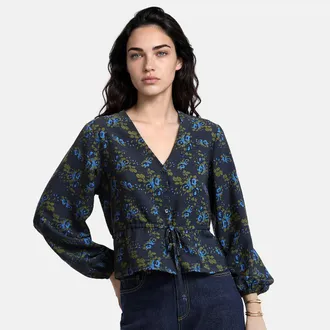 La Redoute Collections Gebloemde V-hals blouse met lange mouwen