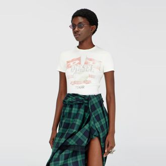 Diesel Ribbed T-shirt with concert graphics - T-Shirts - Woman - White