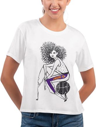 G-III 4Her by Carl Banks Womens G-III 4Her by Carl Banks White Los Angeles Lakers Play the Ball Cropped T-Shirt at Nordstrom, Size Small