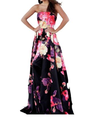 Jovani Plunging Neck A-Line Prom Dress In Print