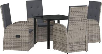 vidaXL Garden Dining Set with Cushion 5 pcs Grey Poly Rattan vidaXL