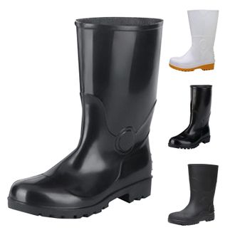 Generic Mid Calf Rain Boots for Mens Size 4.5 Waterproof Slip Resistant Rubber Mud Boots with PVC, Men Comfort Lightweight Gardening Fishing Shoes for Outdoor