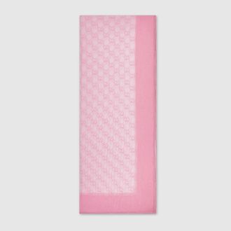 Gucci Printed Silk Chiffon Stole, Pink, Fabric