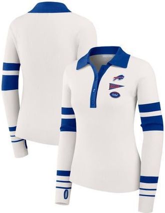 WEAR by Erin Andrews Womens WEAR by Erin Andrews White Buffalo Bills Ribbed Henley Polo Sweater at Nordstrom, Size Xx-Large