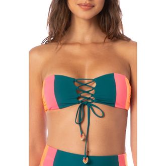 Maaji Verdant Breeze Nomad Multifit Reversible Bikini Top in Teal Green at Nordstrom Rack, Size Small