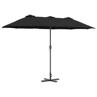 Berkfield Home Garden Parasol Black 380 x 196 x 235 cm Powder-coated steel