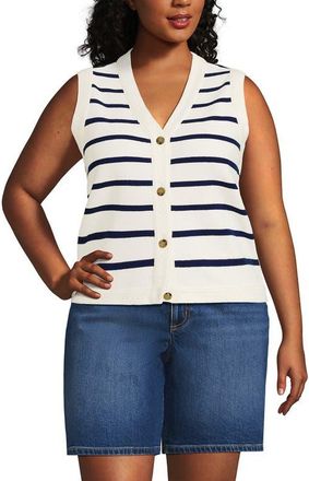 Lands End Milano Sweater Vest in Ivory/deep Sea Navy Stripe at Nordstrom, Size X-Small