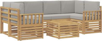 vidaXL Conjunto De Sof&aacute;s De Exterior 7 Uds. Blanco Y Gris Claro Vidaxl