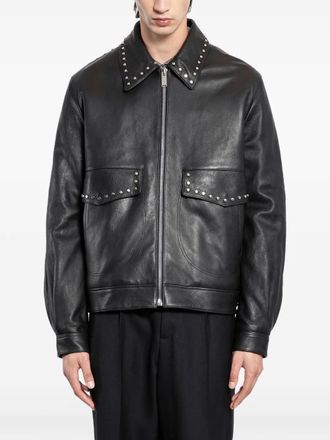 Alexander McQueen studded leather jacket - men - Lambskin - 50 - Black