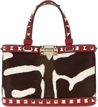 Valentino Garavani Brown Rockstud Mini Tote