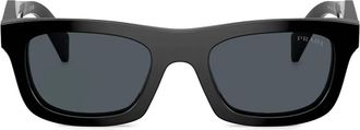 Prada engraved square-frame sunglasses - women - Acetate - 49 - Black