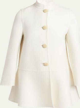 Valentino Garavani Embellished-Button Cashmere Single-Breasted Coat