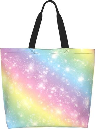 Generic Cute Colorful Pastel Horse Sea Rainbow Carry Bag Large Capacity Tote Bag Waterproof Handbags For Ladies Picnic Yoga