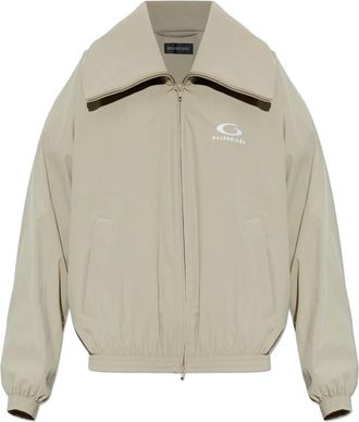 Balenciaga Light Jackets, female, Beige, Size: XS Logo Jacket