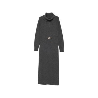 Twinset Abito Lungo con Scollo a Tortoise - - Dresses - Donna - Grigio - M