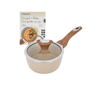 KASANOVA Casseruola un manico 16 cm coperchio taupe New Ceramic
