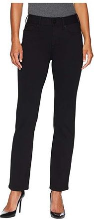 NYDJ Petite Marilyn Straight in Black Womens Jeans Black : 10P 29, Nylon/Viscose/Elastane