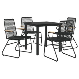 Berkfield Home Beautiful 5 Piece Garden Dining Set Black PVC Rattan