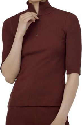 Paper Label Mory Half Zip Top In Truffle
