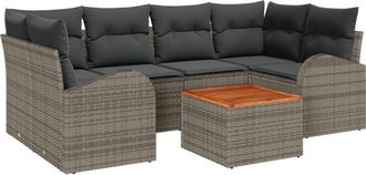 vidaXL Garden Sofa Set 7 pcs Grey Poly rattan Vidaxl