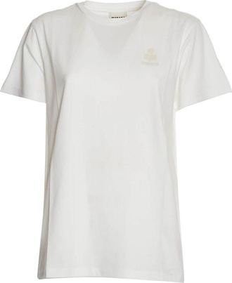 Isabel Marant Witte Katoenen T-shirt met Logo - Dames - T-shirts - Wit - M - Katoen - Tops