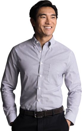CHARLES TYRWHITT Mens Slim Fit Button-Down Collar Non-Iron Stretch Stripe Oxford Shirt