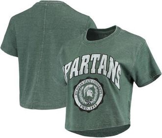 Pressbox Womens Pressbox Green Michigan State Spartans Edith Vintage Burnout Crop T-Shirt at Nordstrom, Size X-Large