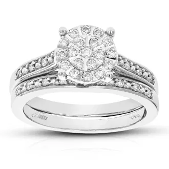Vir Jewels 2/5 cttw Lab Grown Diamond Wedding Bridal Set in Sterling Silver For Women