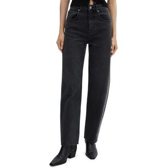 Mango High Waist Balloon Jeans in Black Denim at Nordstrom Rack, Size 2