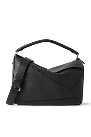 Loewe Puzzle Edge Large Logo-Debossed Full-Grain Leather Messenger Bag