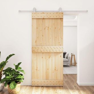 vidaXL Puerta Corredera Con Herrajes Madera Maciza De Pino 90x210 Cm Vidaxl