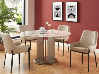 Vente-Unique Sedia con braccioli in Velluto e Metallo Beige - Lotto di 2 - CAROLONA di Pascal MORABITO