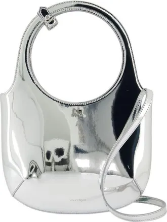 Courr&egrave;ges Metallic Synthetic Shoulder Bag Silver