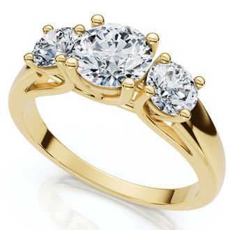 Pompeii3 1Ct Three Stone Diamond Engagement Ring 14k Gold or Platinum Lab Grown FG/VS