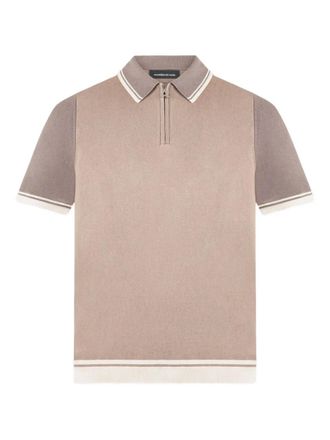 Mani&egrave;re De Voir Poloshirt met colourblocking en rits - Beige