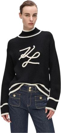 Karl Lagerfeld Autograph Braided Jumper - Dames - Coltruien - Zwart - S - Wol - Truien & Vesten