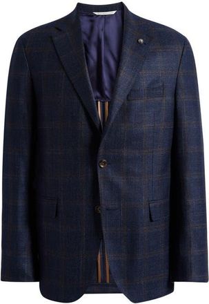 Jack Victor McAllen Navy Deco Plaid Soft Constructed Wool & Silk Blend Sport Coat at Nordstrom, Size 38Regular