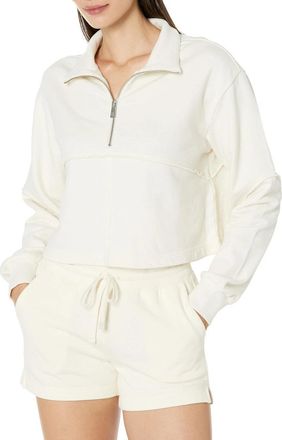 Sweaty Betty Revive Sweatshirt Womens Lily White Half Zip Cropped FROG801