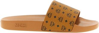 MCM Monogram Print Rubber Slides - Dames - Sandalen - Bruin - 43 EU - Schoenen