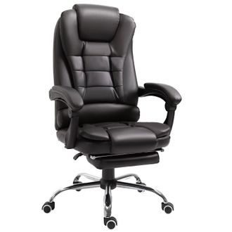 HOMCOM PU Leather Executive Office Chair with Retractable Footrest - Brown | TJ Hughes