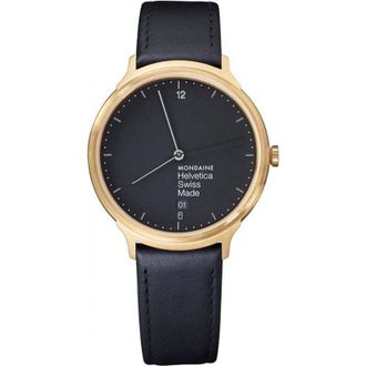 Mondaine MH1-L2221-LB Helvetica 38mm Quartz Watch in Black