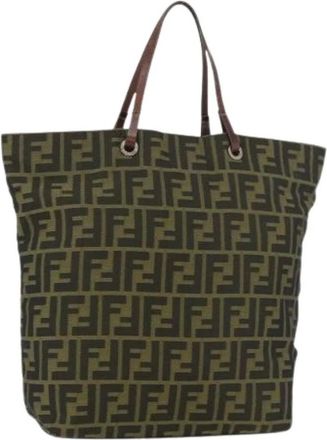 Fendi Pre-owned Tote Bags, female, Brown, Size: ONE SIZE Pre-owned Vintage Zucca Canvas Tote Bag