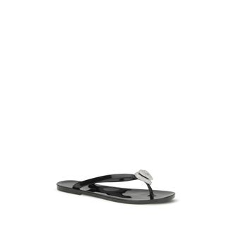 Mach & Mach Womens Black Rubber Flat Sandals